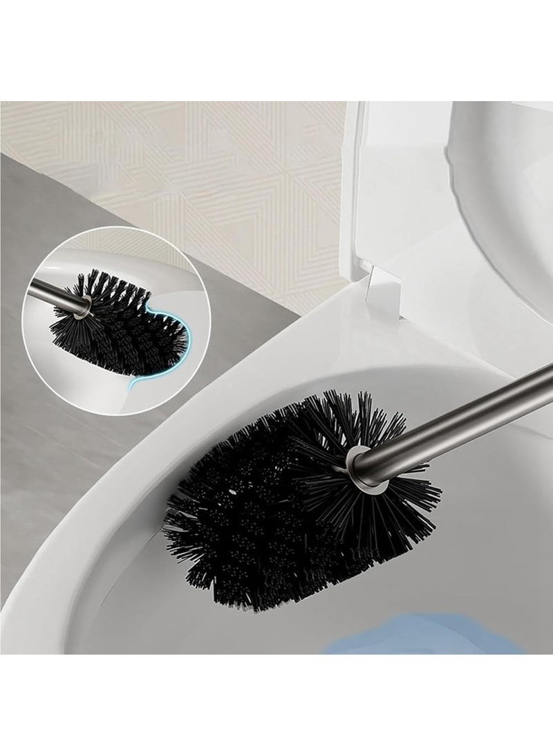 هاي هونور فرشاة تنظيف المرحاض | فرشاة مرحاض مدمجة | منظف فرشاة المرحاض، فرشاة مرحاض بشعيرات، فرشاة دعك المرحاض، فرشاة بتصميم نصف كروي، حامل فرشاة المرحاض (أبيض) - Image 3